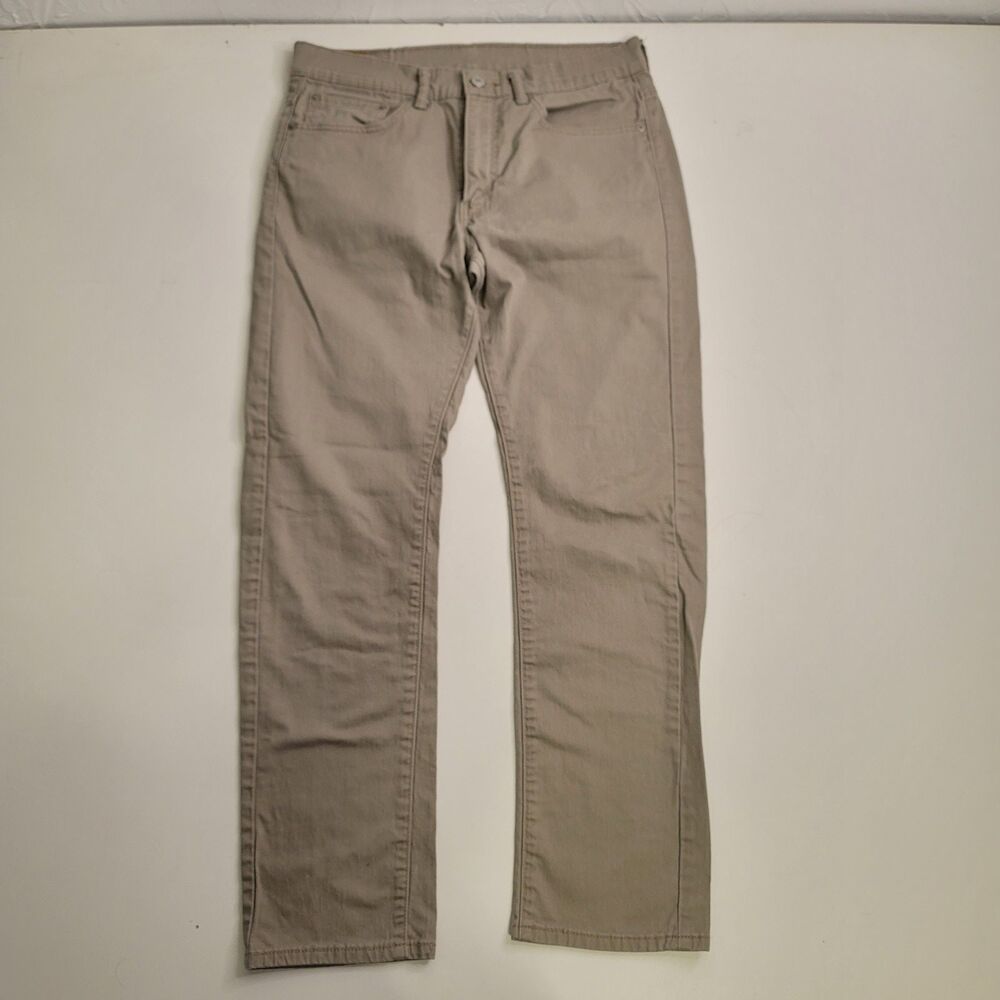 Levi's 513 Jeans Slim Straight Stretch Mens 32x30 Beige Khaki Denim Pants Casual